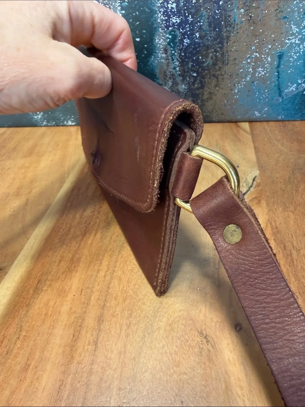 Urban Southern Rustic Full Grain Leather Ruby Wristlet Wallet Brown VGUC